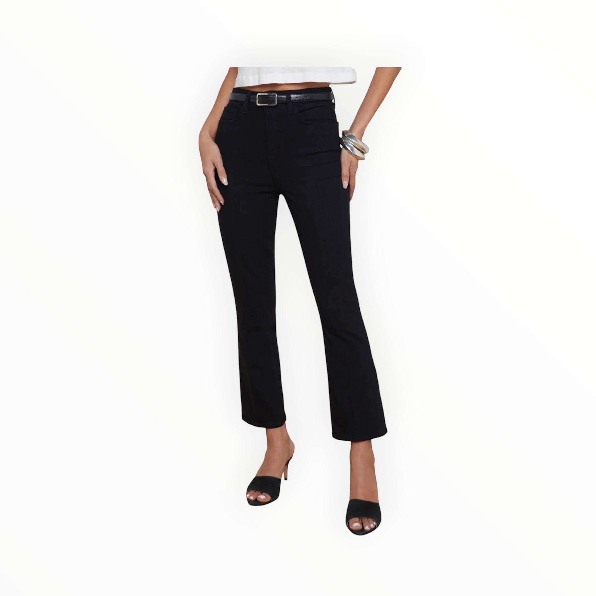 L'Agence Mira Cropped Bootcut Jean - Black