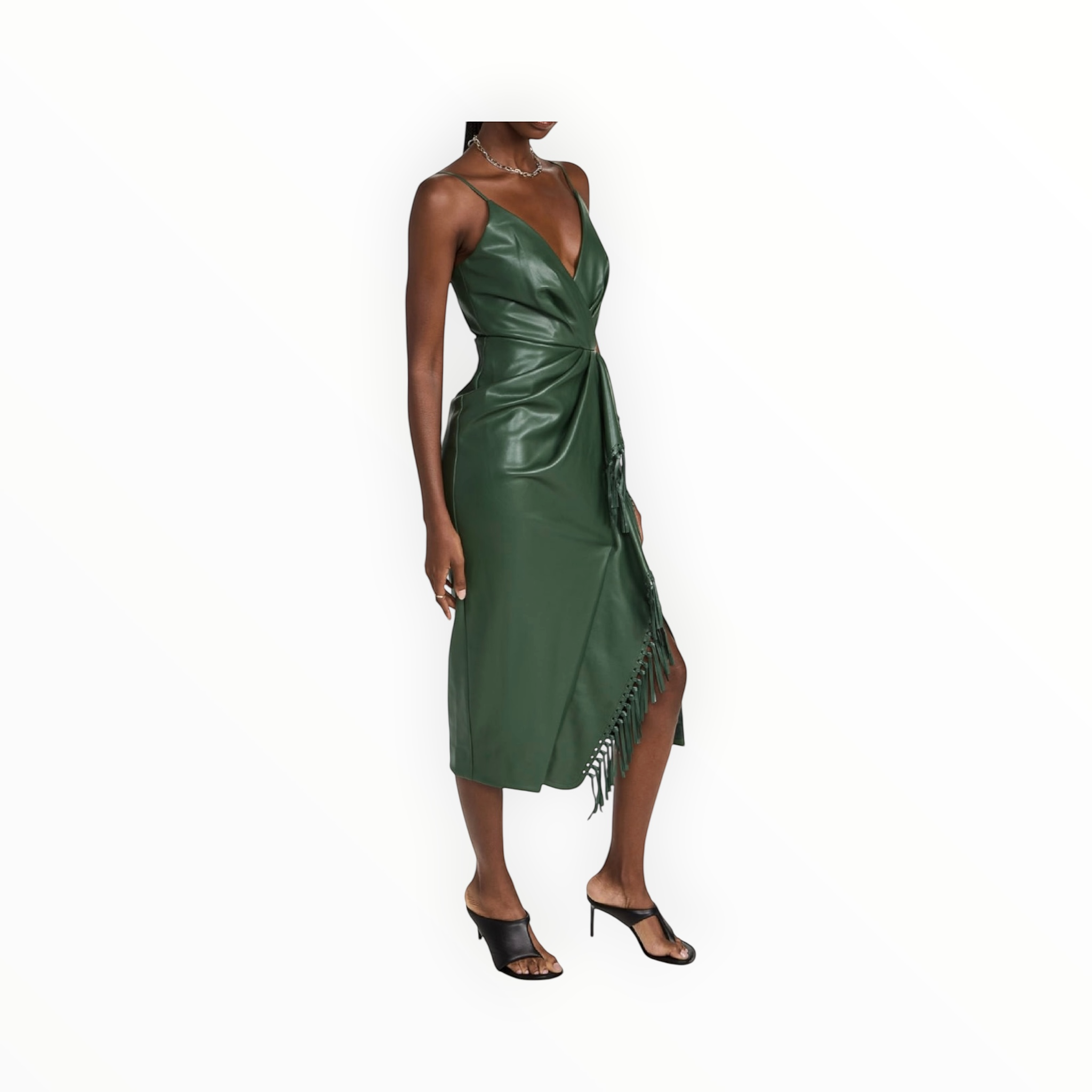 SIMKHAI Carlee Vegan Leather Dress - Hunter Green