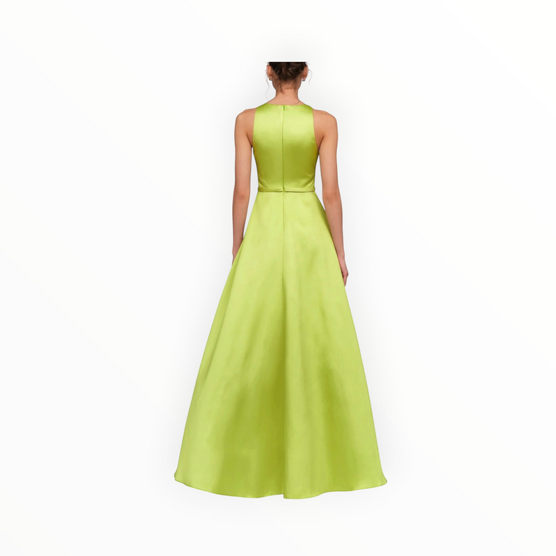 THEIA Minta Mikado Halter Gown - Herbal Drift