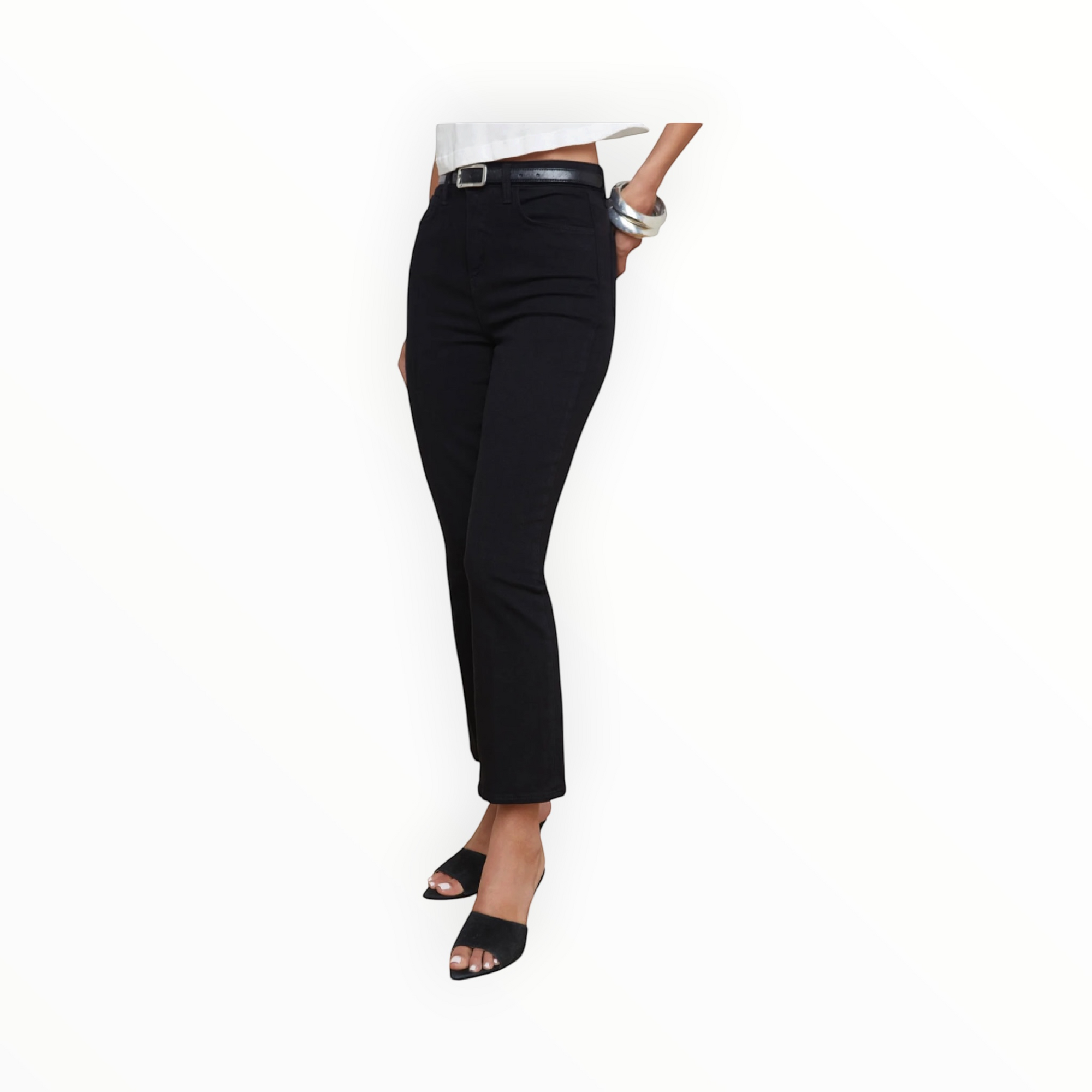 L'Agence Mira Cropped Bootcut Jean - Black