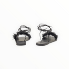 Ancient Greek Sandals Choros Marabu Feather Leather Sandal - Black