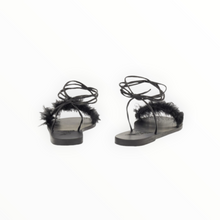 Ancient Greek Sandals Choros Marabu Feather Leather Sandal - Black