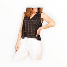 Bella Dahl Ruffle Neck Tank - Striped Plaid