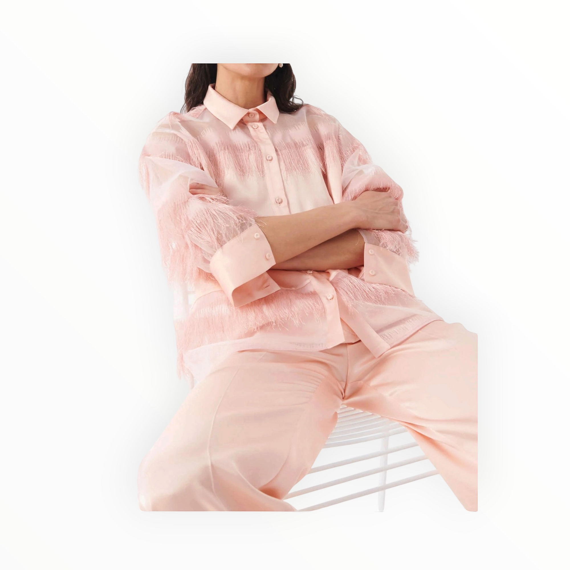 Beatrice .b Semi-Transparent Shirt W/Fringes - Arizona Sunrise
