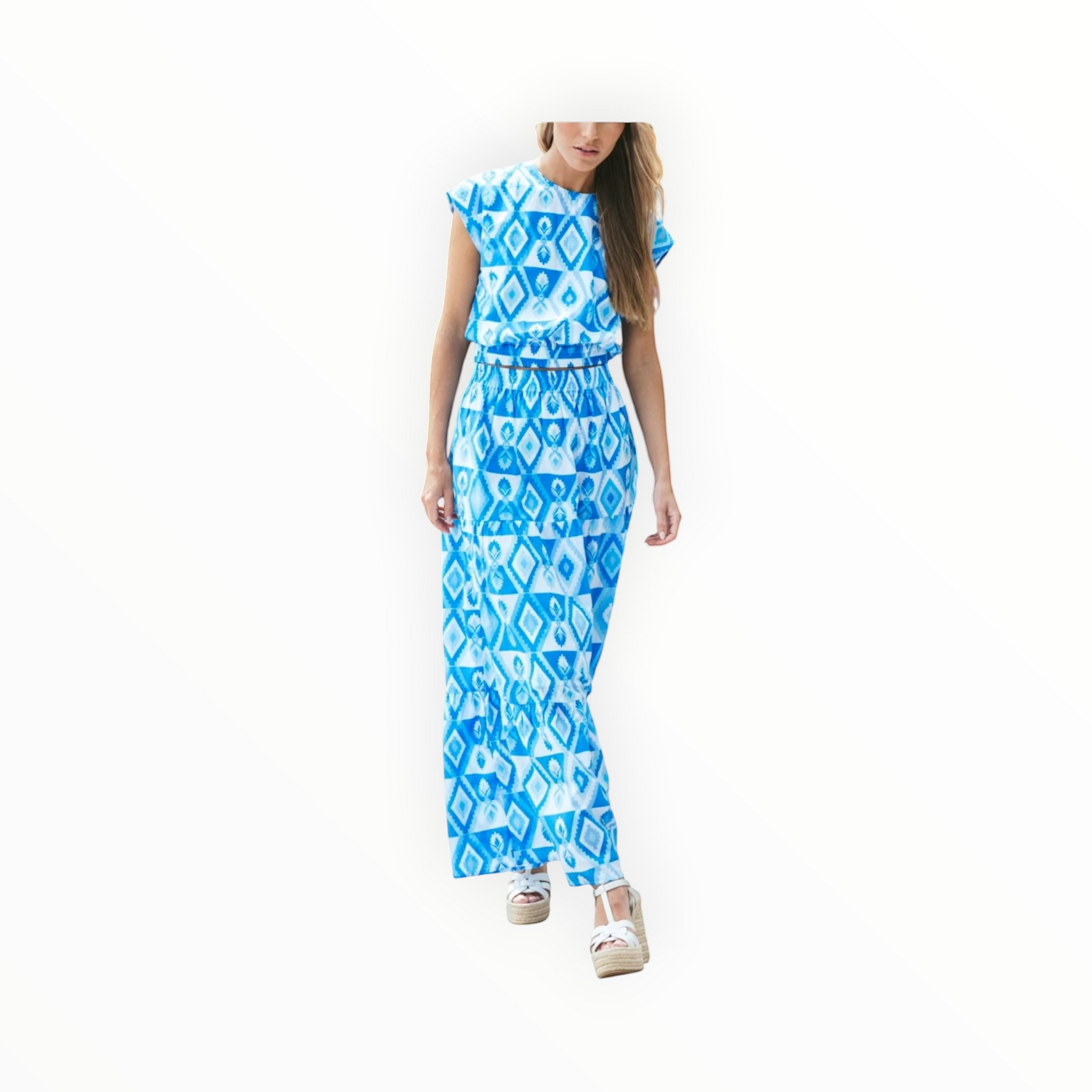 Sheridan French Gardenia Skirt - Lapis Geo