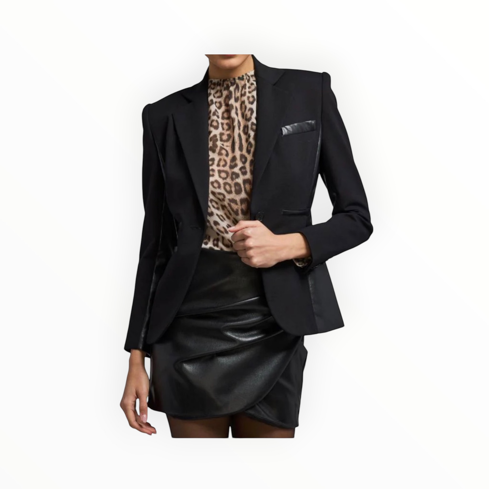 Generation Love Gayle Vegan Leather Combo Blazer - Black