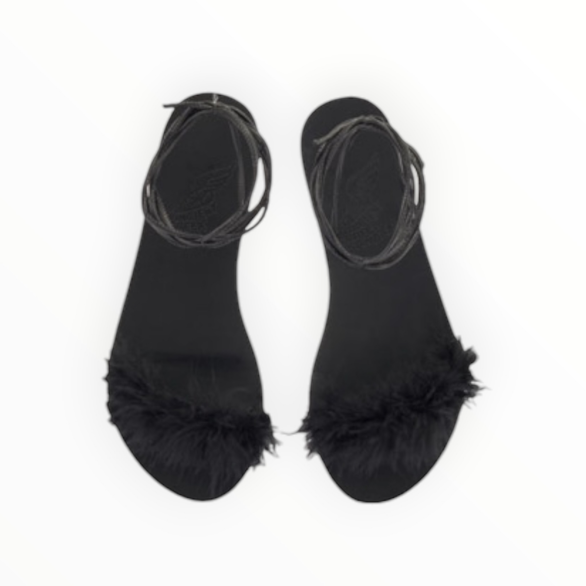 Ancient Greek Sandals Choros Marabu Feather Leather Sandal - Black