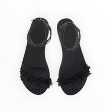 Ancient Greek Sandals Choros Marabu Feather Leather Sandal - Black