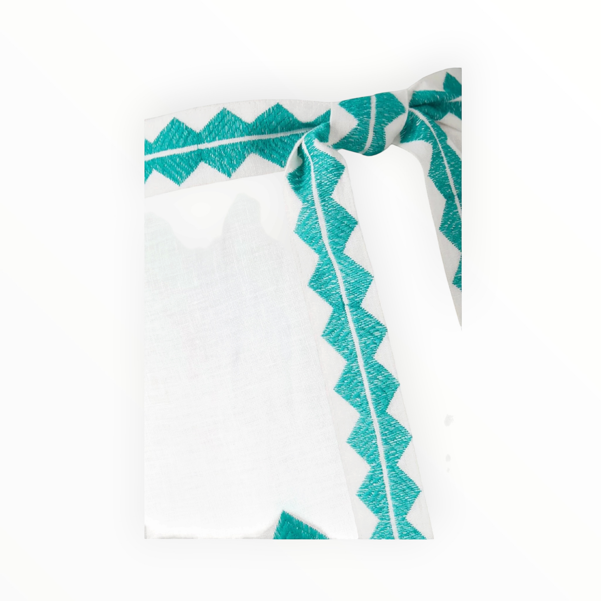 Greek Archaic Kori Feather Belted Maxi Dress - White/Emerald