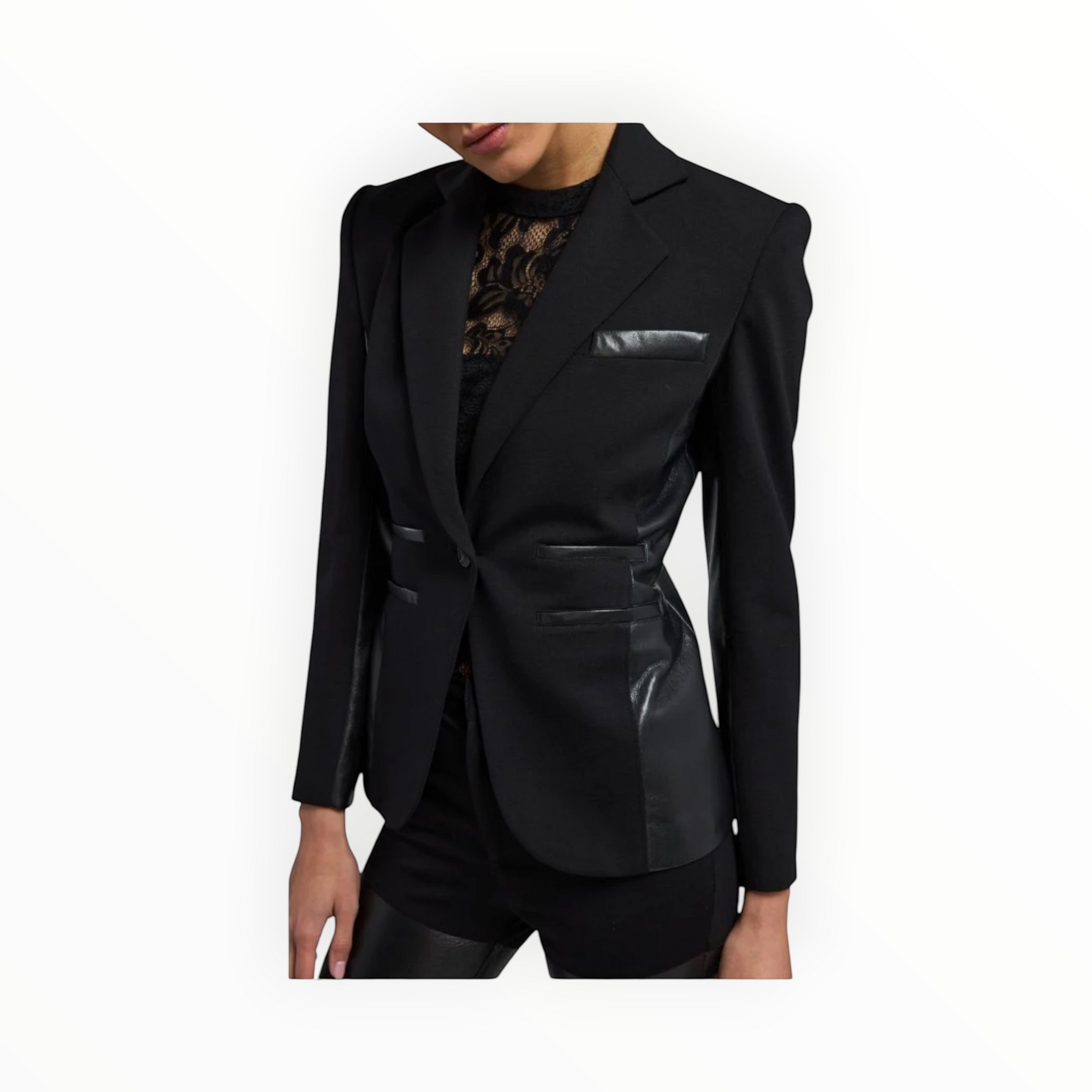 Generation Love Gayle Vegan Leather Combo Blazer - Black