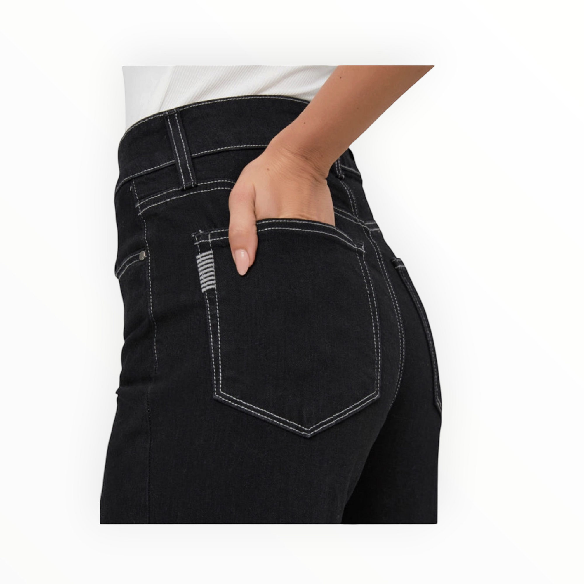 Paige Sasha 32″ Wide Cuff Jean – Twilight Black