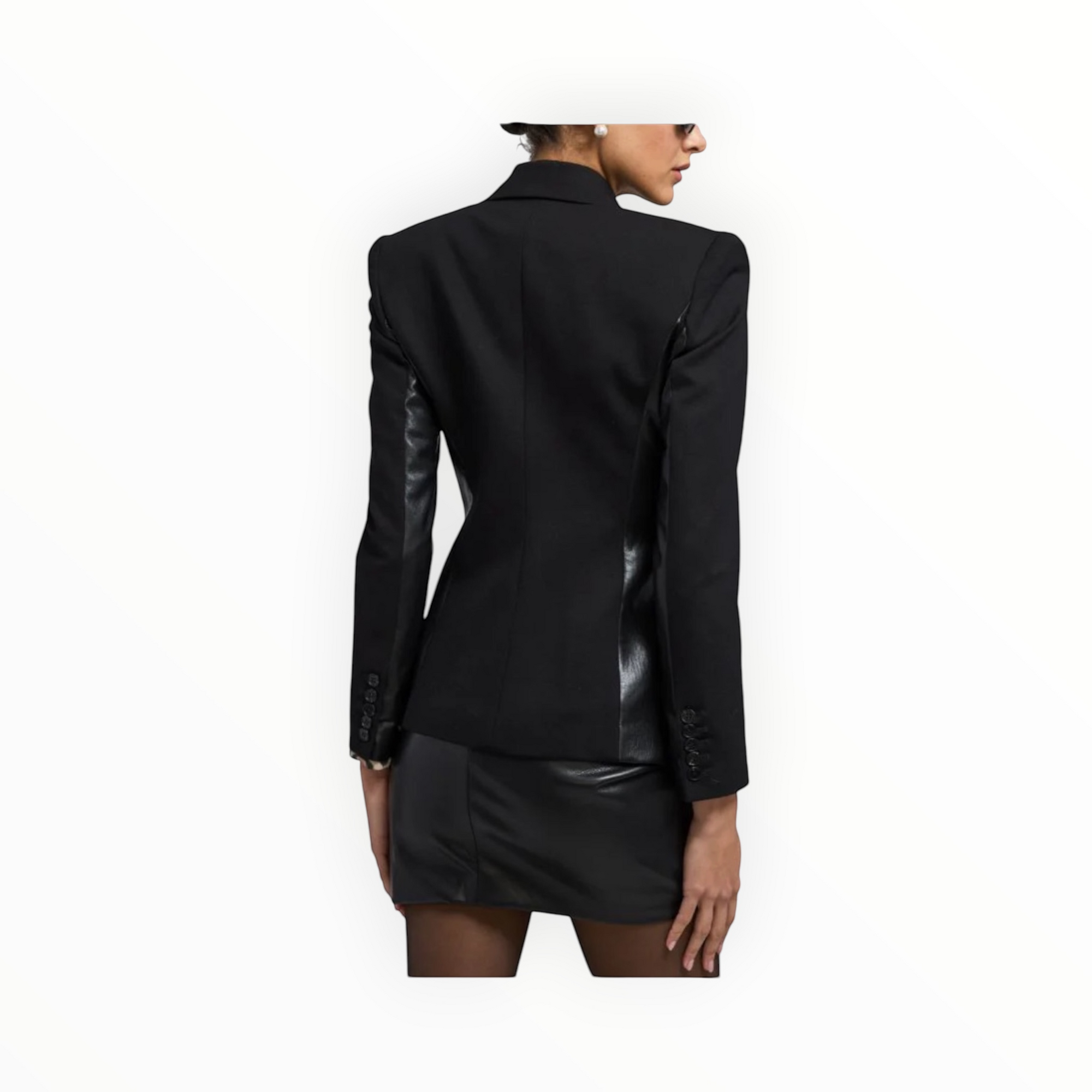 Generation Love Gayle Vegan Leather Combo Blazer - Black