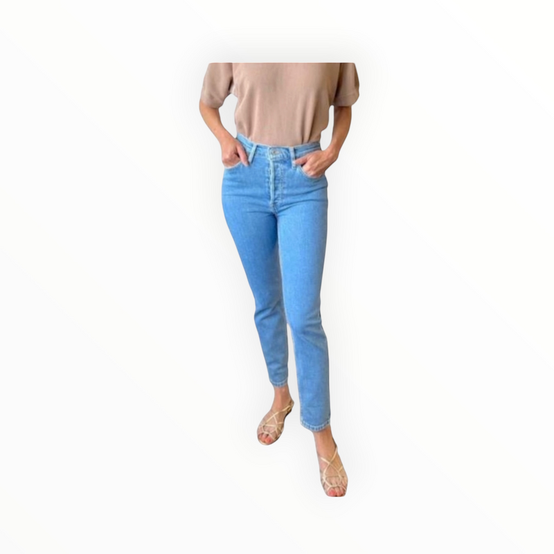 Re/Done 90s Ultra High Rise Ankle Crop - Blue Stone