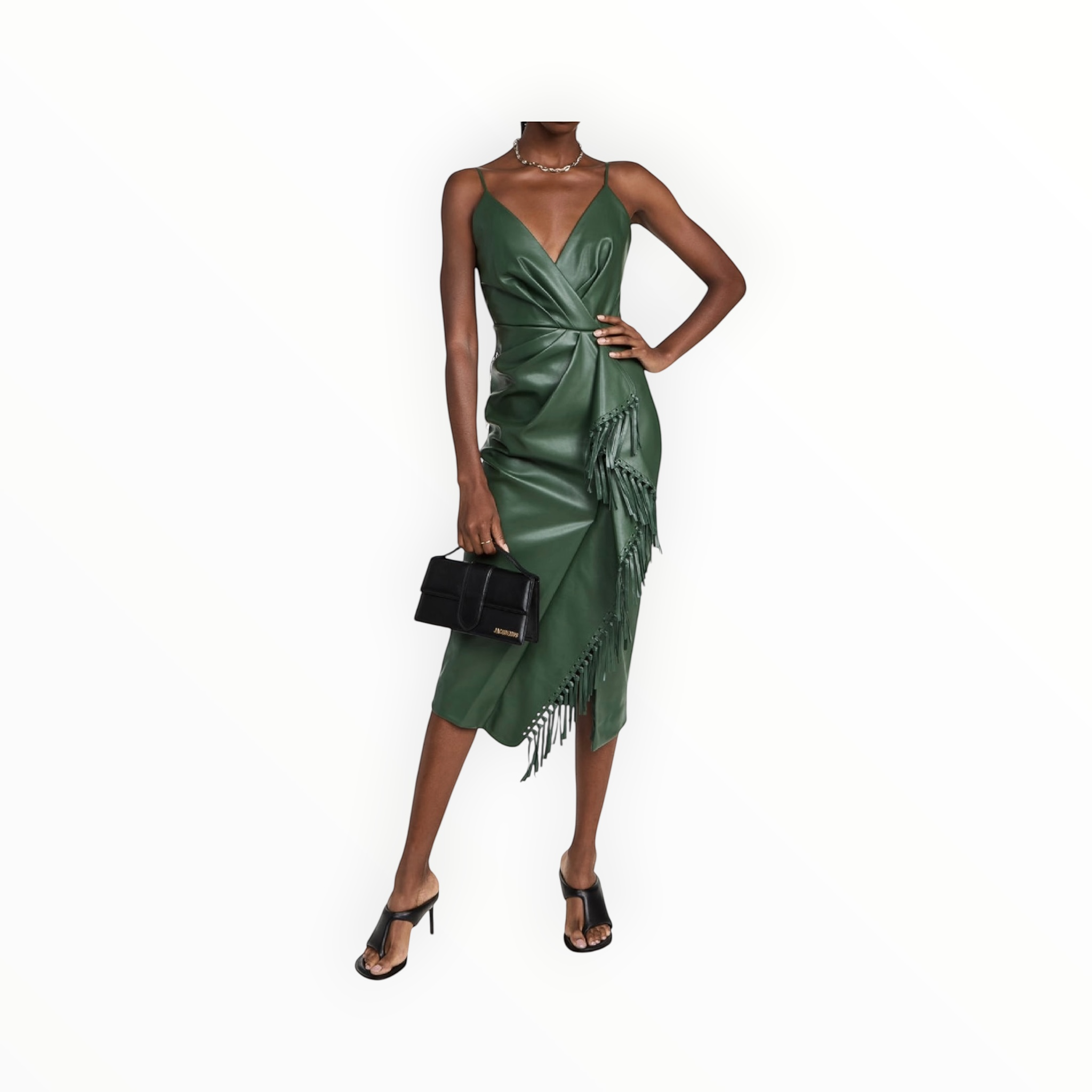 SIMKHAI Carlee Vegan Leather Dress - Hunter Green