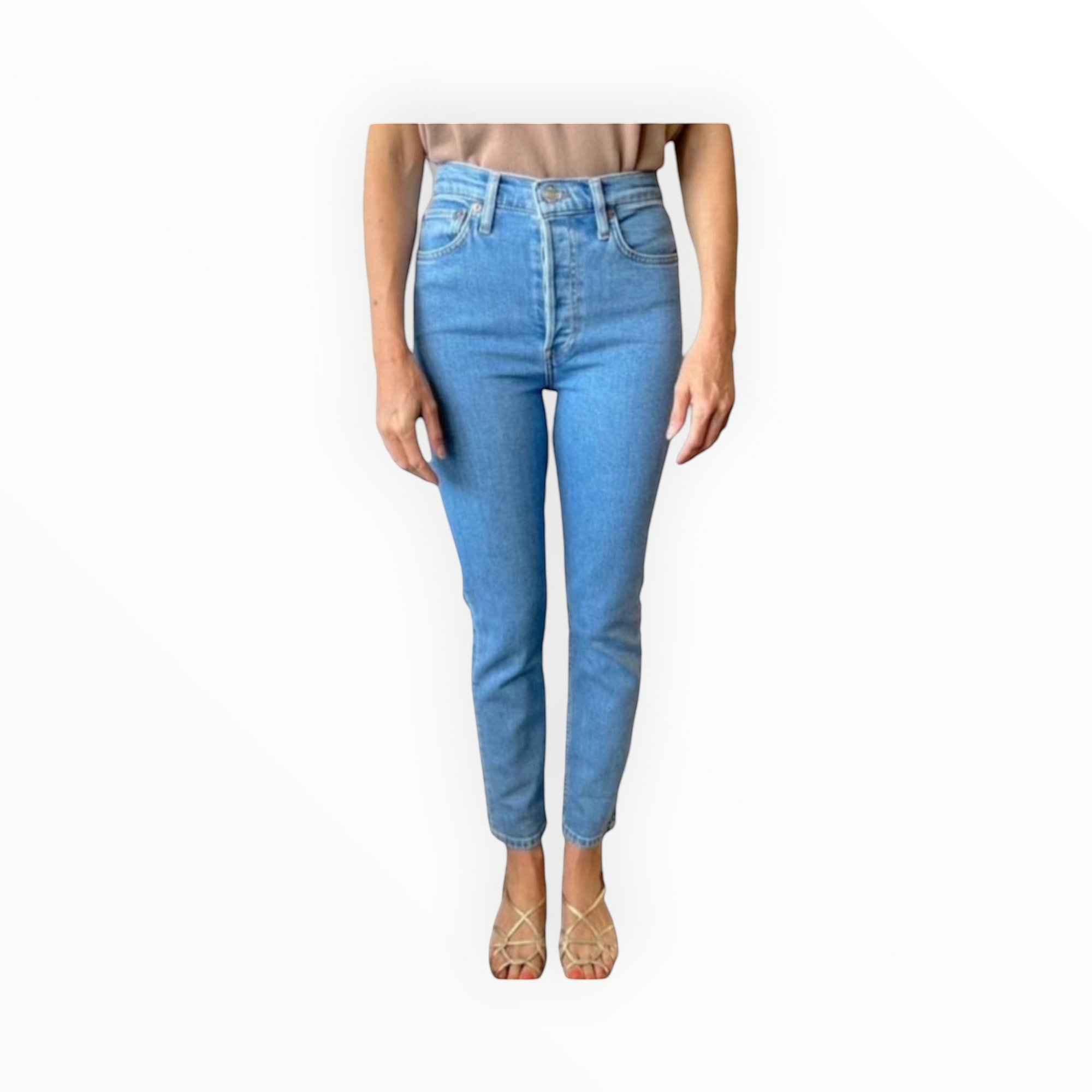 Re/Done 90s Ultra High Rise Ankle Crop - Blue Stone