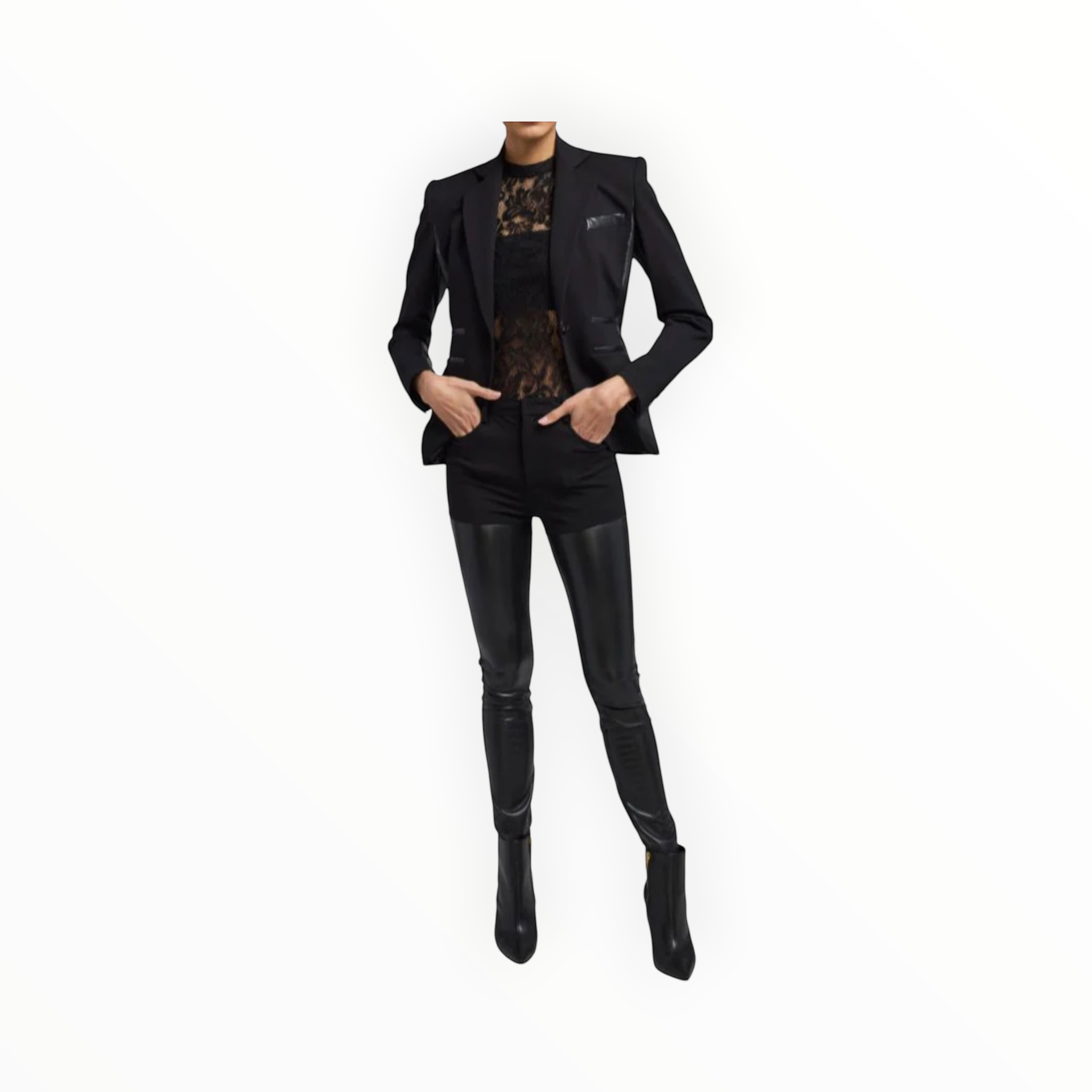 Generation Love Gayle Vegan Leather Combo Blazer - Black