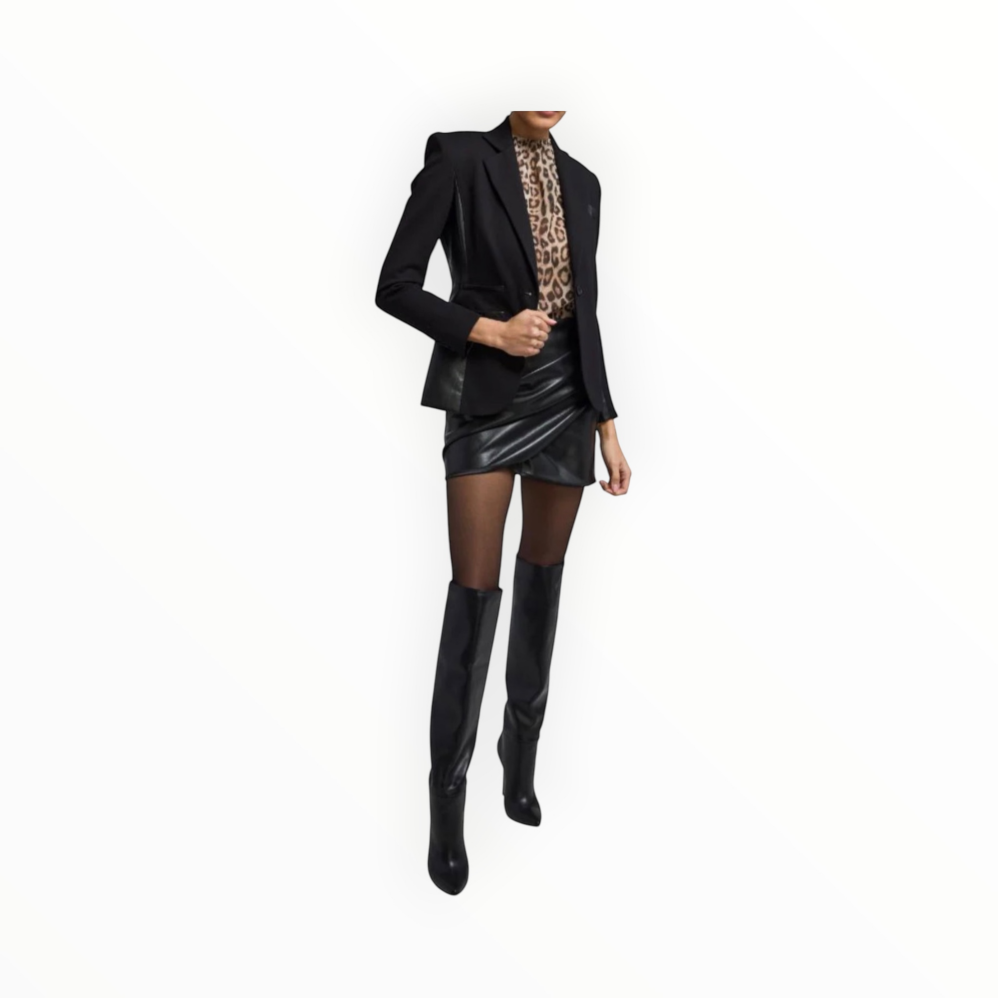 Generation Love Gayle Vegan Leather Combo Blazer - Black