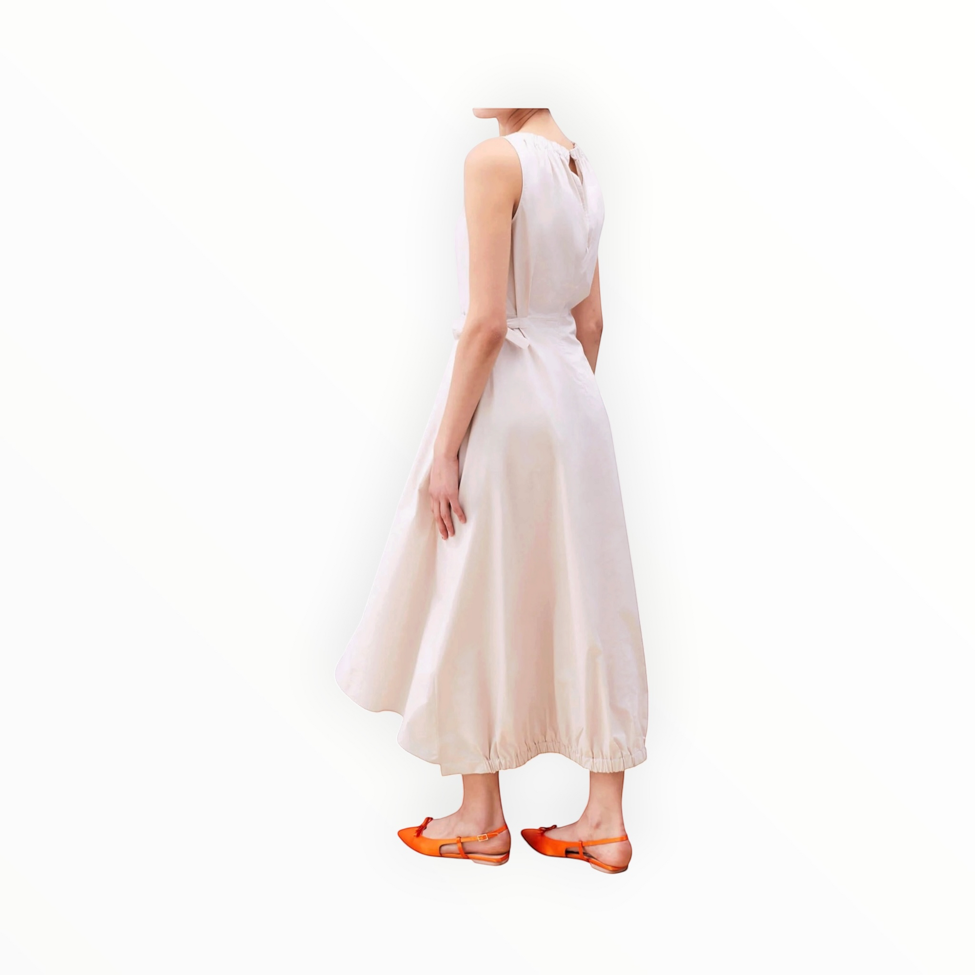 Beatrice .b Flared Dress Of Poplin With Elastic & Laces - White