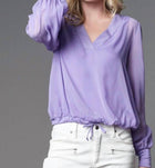 Lola & Sophie Chiffon V-Neck Blouse - Lavender