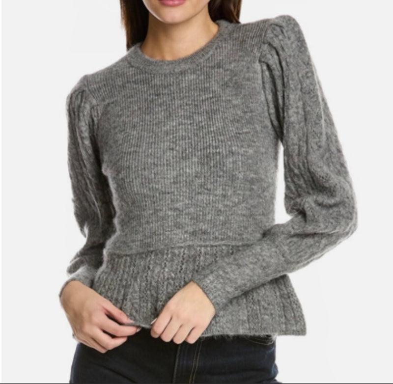 Design History Peplum Grey Crew Sweater