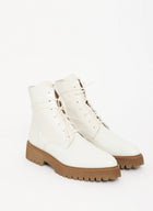 Frēda Salvador Emi Lace Up Boot - Creme Embossed Croc