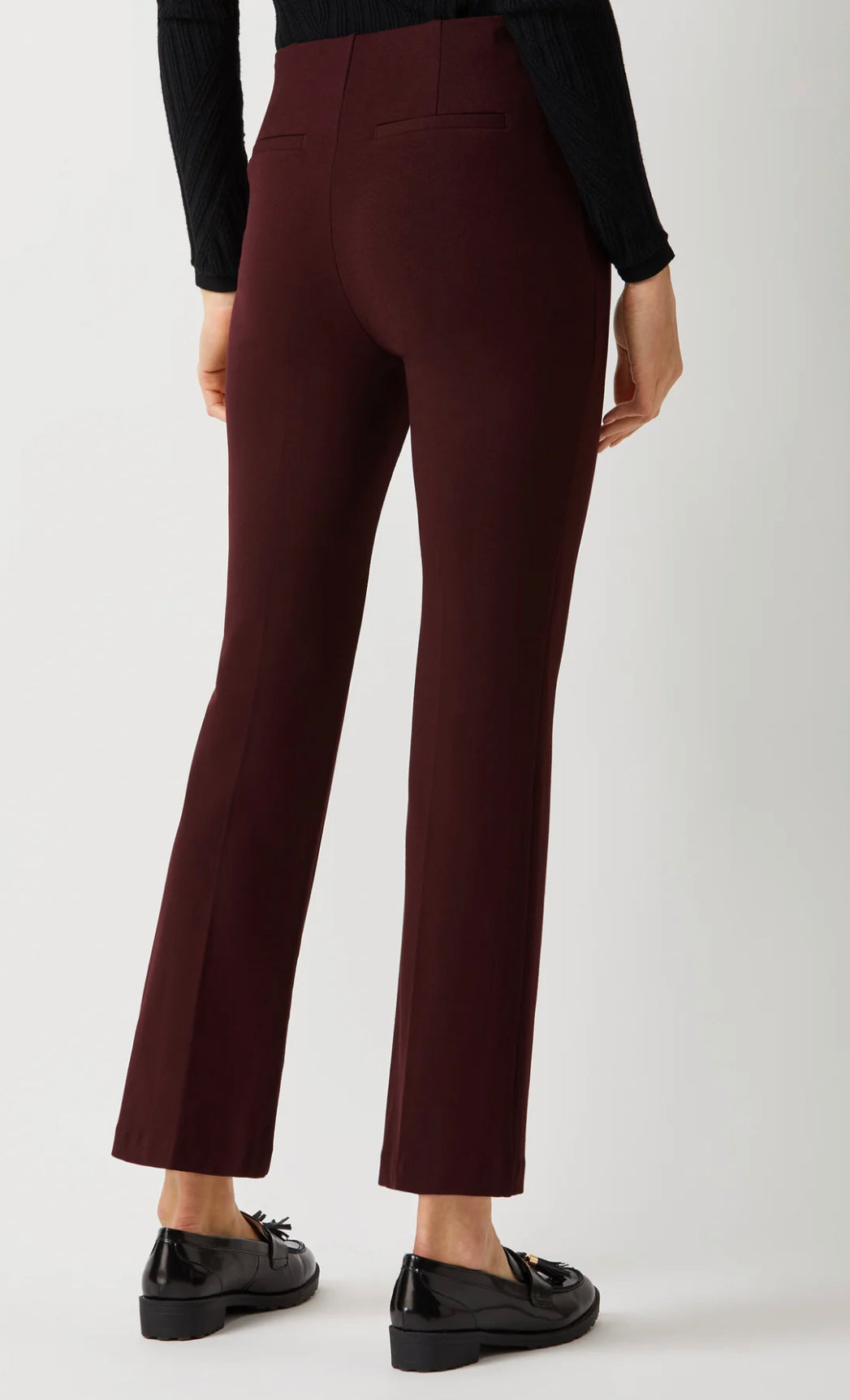 ecru Prince Cropped Flare Leg - Burgundy