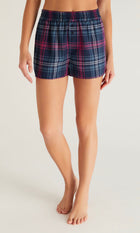 Z Supply Co-Ed Plaid Boxer Shorts - Midnight Blue