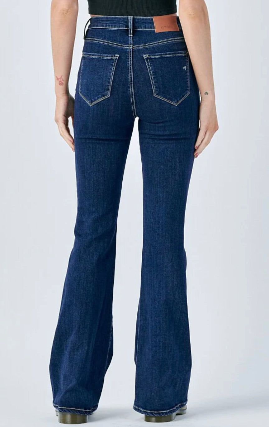 HIDDEN JEANS HAPPI HR CLEAN STRETCH FLARE JEAN