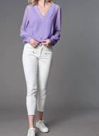 Lola & Sophie Chiffon V-Neck Blouse - Lavender