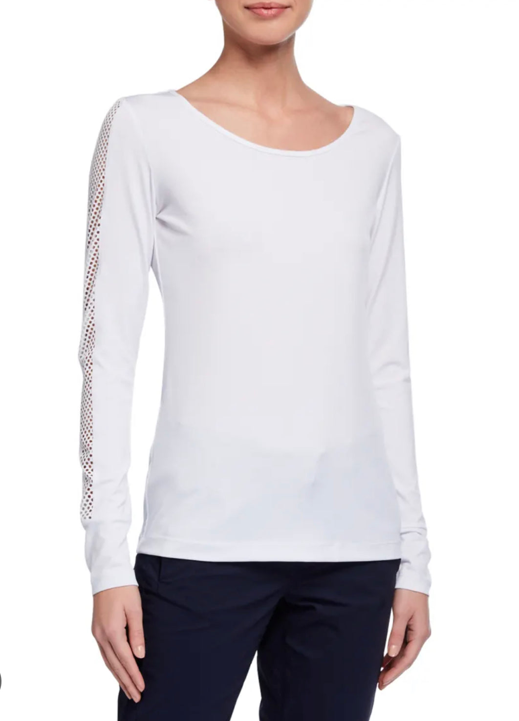 Anatomie Naya Long-Sleeve Top With Mesh Dot Sleeve Detail