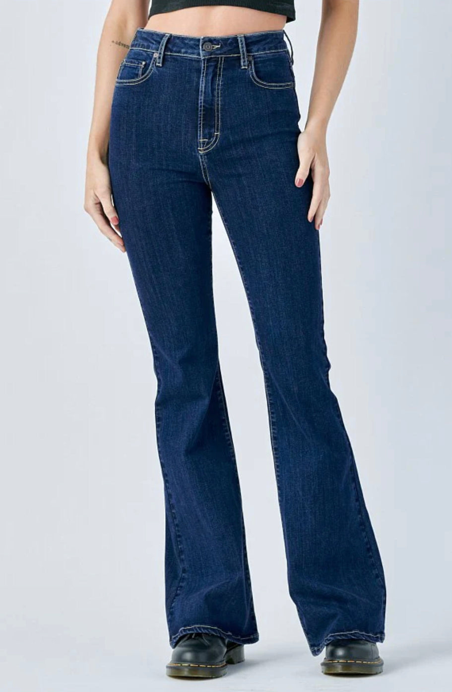 HIDDEN JEANS HAPPI HR CLEAN STRETCH FLARE JEAN