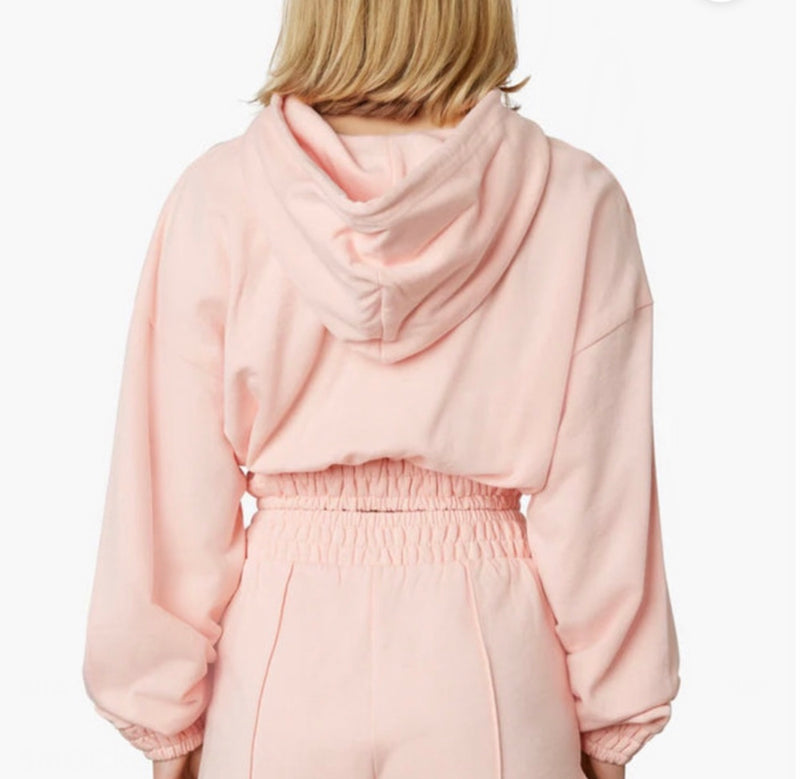 Nia Smocked Cropped Hoodie - Melon