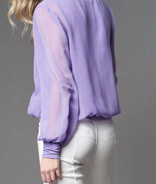 Lola & Sophie Chiffon V-Neck Blouse - Lavender