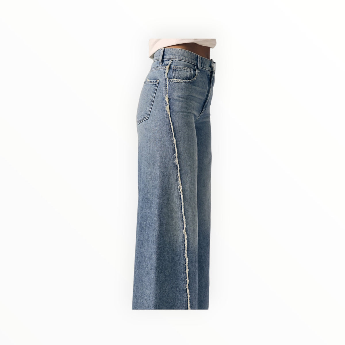 LE JEAN Joss Wide Leg Fray Outseam - Forget Me Not