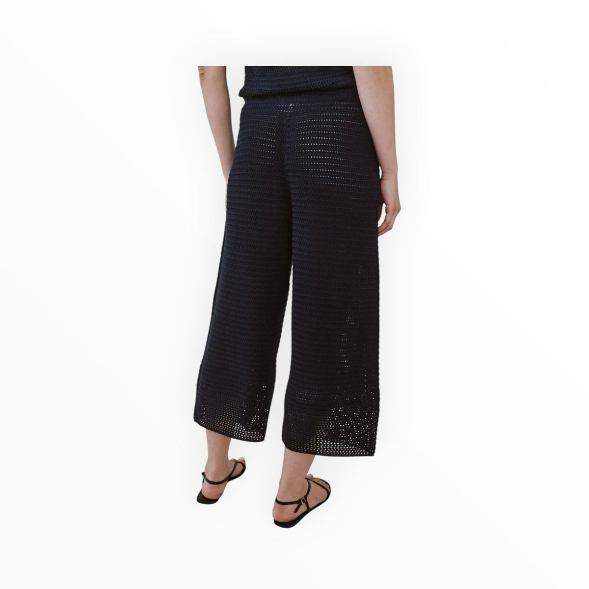 Bella Dahl Crop Wide Leg Crochet Pant - Black
