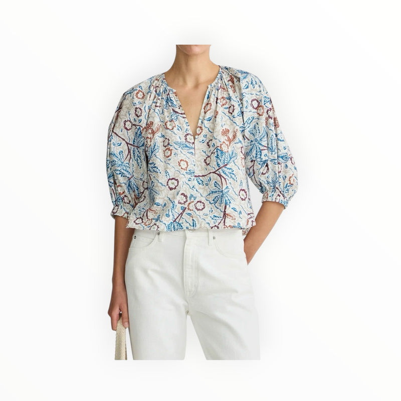 Apiece Apart Nele Lantern Sleeve Top - Earthly Delights Batik