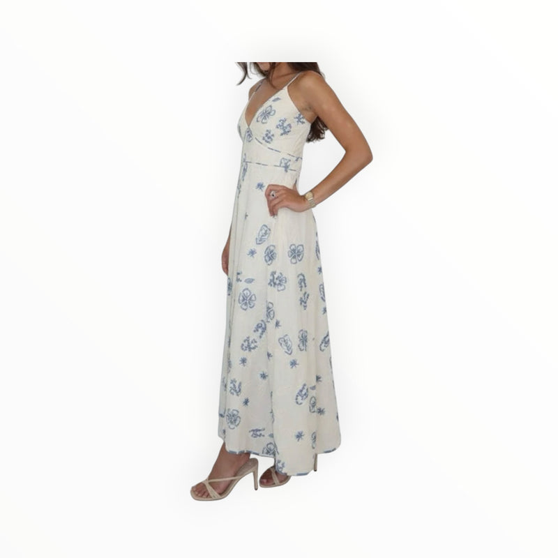 NIBI MTK Isabella Dress - Salt Air Embroidery