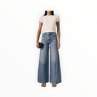 LE JEAN Joss Wide Leg Fray Outseam - Forget Me Not