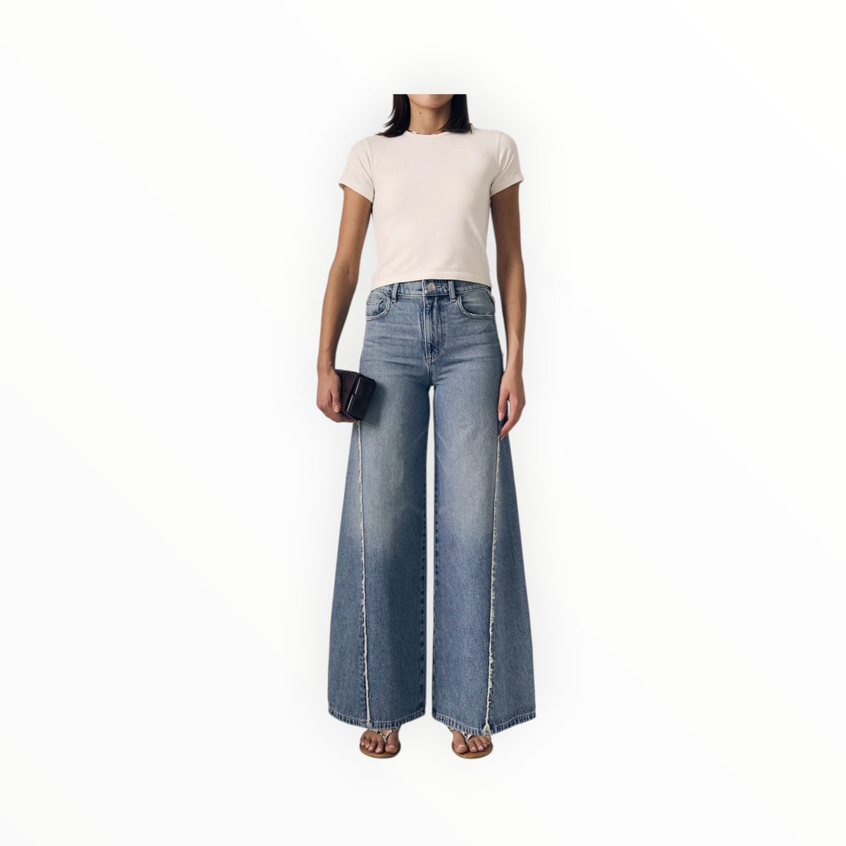 LE JEAN Joss Wide Leg Fray Outseam - Forget Me Not